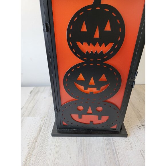 Large Halloween Lantern led pumpkin metal home decor light up - Picture 3 of 11